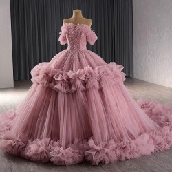 Ruffled Mauve Quinceanera Dress Ball Gown Birthday Sweet 16 Gown Princess Vestidos De 15 XV Anos