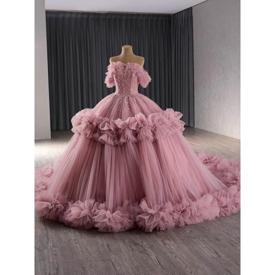 Ruffled Mauve Quinceanera Dress Ball Gown Birthday Sweet 16 Gown Princess Vestidos De 15 XV Anos