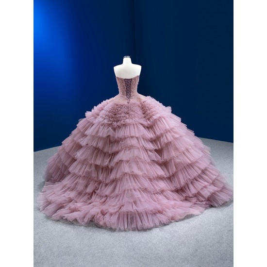 Ruffled Mauve Quinceanera Dress Ball Gown Evening Dress for Women Long Sweet 15 16 Dresses