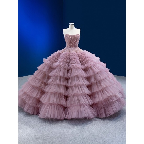 Ruffled Mauve Quinceanera Dress Ball Gown Evening Dress for Women Long Sweet 15 16 Dresses