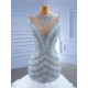 Ruffled Mermaid Bridal Gown High Neck Wedding Dress Crystal Bride Dresses Vestidos De Novia