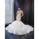 Ruffled Mermaid Wedding Dress Square Collar Crystal Bridal Gown Princess Bride Gown Vestido De Noiv