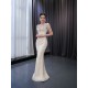 Ruffled Mermaid Wedding Dress Square Collar Crystal Bridal Gown Princess Bride Gown Vestido De Noiv