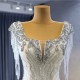 Ruffled Mermaid Wedding Dress Square Collar Crystal Bridal Gown Princess Bride Gown Vestido De Noiv