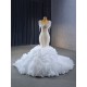 Ruffled Mermaid Wedding Dress Square Collar Crystal Bridal Gown Princess Bride Gown Vestido De Noiv