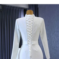 Ruffled Mermaid Wedding Dress Long Sleeves Muslin Bridal Gown Lace High Neck Gown Vestido 2024