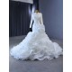 Ruffled Mermaid Wedding Dress Long Sleeves Muslin Bridal Gown Lace High Neck Gown Vestido 2024