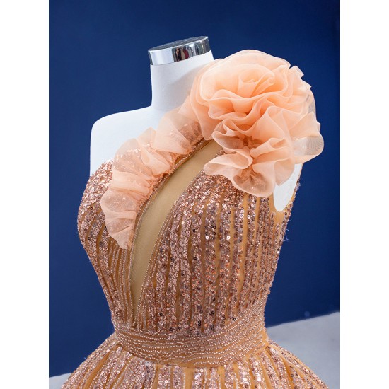 Ruffled Orange Quinceanera Dress Ball Gown Sleeveless Prom Dresses For Women Party Gown