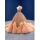 Ruffled Orange Quinceanera Dress Ball Gown Sleeveless Prom Dresses For Women Party Gown