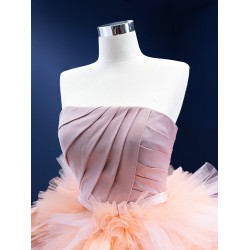 Ruffled Pink Evening Dresses Women 2024 Luxury Dubai Strapless Elegant Formal Party Prom Gowns Vestidos De Gala