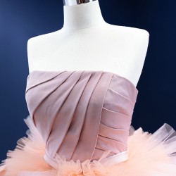 Ruffled Pink Evening Dresses Women 2024 Luxury Dubai Strapless Elegant Formal Party Prom Gowns Vestidos De Gala