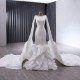 Ruffled Princess Mermaid Bride Dresses Cape Sleeve Wedding Dress For Women 2024 Sequins Vestido De Novia