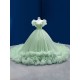 Ruffled Quinceanera Dress Sage Green Evening Dress for Women Long Sweet 15 16 Dresses