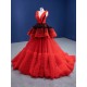 Ruffled Red Evening Dresses 2024 V Neck Mermaid Long Prom Arabic Formal Party Gowns