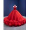 Ruffled Red Evening Dresses for Women Party 2024 Lace Rhinestone Sleeveless Satin Arabic Formal Prom Gowns