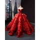 Ruffled Red Quinceanera Dress Off Shoulder Vestidos De 15 Anos 3D Flowers Sweet 15 16 Dresses Robe De Soriee