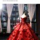 Ruffled Red Quinceanera Dress Off Shoulder Vestidos De 15 Anos 3D Flowers Sweet 15 16 Dresses Robe De Soriee