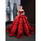 Ruffled Red Quinceanera Dress Off Shoulder Vestidos De 15 Anos 3D Flowers Sweet 15 16 Dresses Robe De Soriee