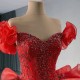 Ruffled Red Quinceanera Dresses Cape Sleeve Princess Dresses Sweetheart Neck Custom Made Prom Gowns