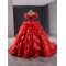 Ruffled Red Quinceanera Dresses Cape Sleeve Princess Dresses Sweetheart Neck Custom Made Prom Gowns