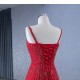 Ruffled Red Women Prom Gowns Spaghetti Strap Backless Formal Party Dress Occasion Evening Dress Customized