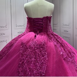 Ruffled Sweetheart Hot Pink Quinceanera Dress 2024 Spaghetti Straps Party Sweet 16 Ball Gown Graduation Prom Gowns