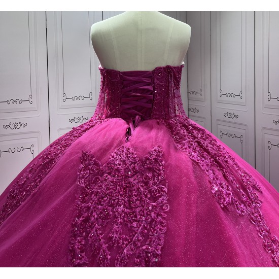 Ruffled Sweetheart Hot Pink Quinceanera Dress 2024 Spaghetti Straps Party Sweet 16 Ball Gown Graduation Prom Gowns