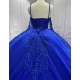 Ruffled Sweetheart Princess Blue Quinceanera Dresses 2024 Spaghetti Strap Ball Gown Girls Party Dress