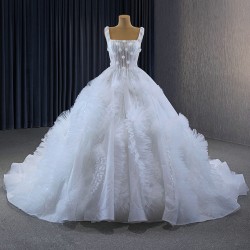 Ruffled Wedding Dress Ball Gown 2024 Square Collar Backless Bridal Gowns Custom Made Vestido De Novia