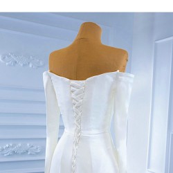 Ruffled Wedding Dress Long Sleeve Bridal Dresses 2024 Chinese Factory Online Shop Bridal Gowns