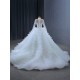 Ruffled Wedding Dress Long Sleeve Bride Gown Beading Crystal Princess Bride Gown Vestido De Noiva