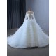 Ruffled Wedding Dress Long Sleeve Bride Gown Beading Crystal Princess Bride Gown Vestido De Noiva