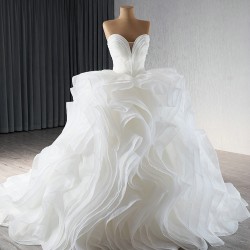 Ruffled Wedding Dress Sleeveless Bridal Growns V Neck Princess Bride Gown Vestido De Noiva