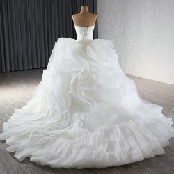 Ruffled Wedding Dress Sleeveless Bridal Growns V Neck Princess Bride Gown Vestido De Noiva