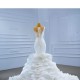 Ruffled Wedding Dress Sleeveless Wedding Gown Lace Appliques Backless Lace Up Robe De Mariee