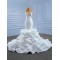 Ruffled Wedding Dress Sleeveless Wedding Gown Lace Appliques Backless Lace Up Robe De Mariee