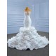 Ruffled Wedding Dress Sleeveless Wedding Gown Lace Appliques Backless Lace Up Robe De Mariee