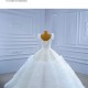 Ruffled Wedding Dress V Neck Open Back Wedding Gown Simple Long Train Bridal Dress Robe De Mariee