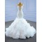 Ruffled White Mermaid Wedding Dress Elegant Cape Sleeve Backless Bridal Gowns