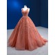 Salmon Color Prom Dresses Sleeveless Evening Party Dress Crystal Black Girl Women Dress