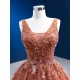 Salmon Color Prom Dresses Sleeveless Evening Party Dress Crystal Black Girl Women Dress