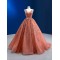 Salmon Color Prom Dresses Sleeveless Evening Party Dress Crystal Black Girl Women Dress