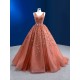 Salmon Color Prom Dresses Sleeveless Evening Party Dress Crystal Black Girl Women Dress