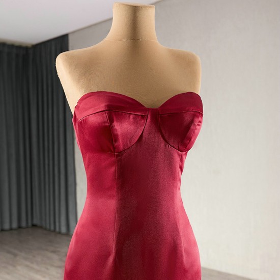 Satin Burgundy Prom Party Dresses 2024 Sweetheart Formal Homecoming Gowns Women Special Occasion Dress Customized