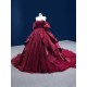 Satin Burgundy Quinceanera Dress 2024 Off Shoulder Sweet 15 16 Dresses Party Gown Prom Cocktail Gown