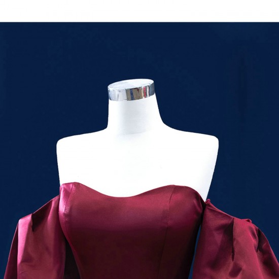 Satin Burgundy Quinceanera Dress 2024 Off Shoulder Sweet 15 16 Dresses Party Gown Prom Cocktail Gown