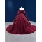 Satin Burgundy Quinceanera Dress 2024 Off Shoulder Sweet 15 16 Dresses Party Gown Prom Cocktail Gown