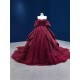 Satin Burgundy Quinceanera Dress 2024 Off Shoulder Sweet 15 16 Dresses Party Gown Prom Cocktail Gown