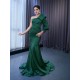 Satin Green Women Prom Dresses One Shoulder Evening Dress Floor Length Special Occasion Party Formal Gowns