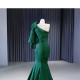 Satin Green Women Prom Dresses One Shoulder Evening Dress Floor Length Special Occasion Party Formal Gowns